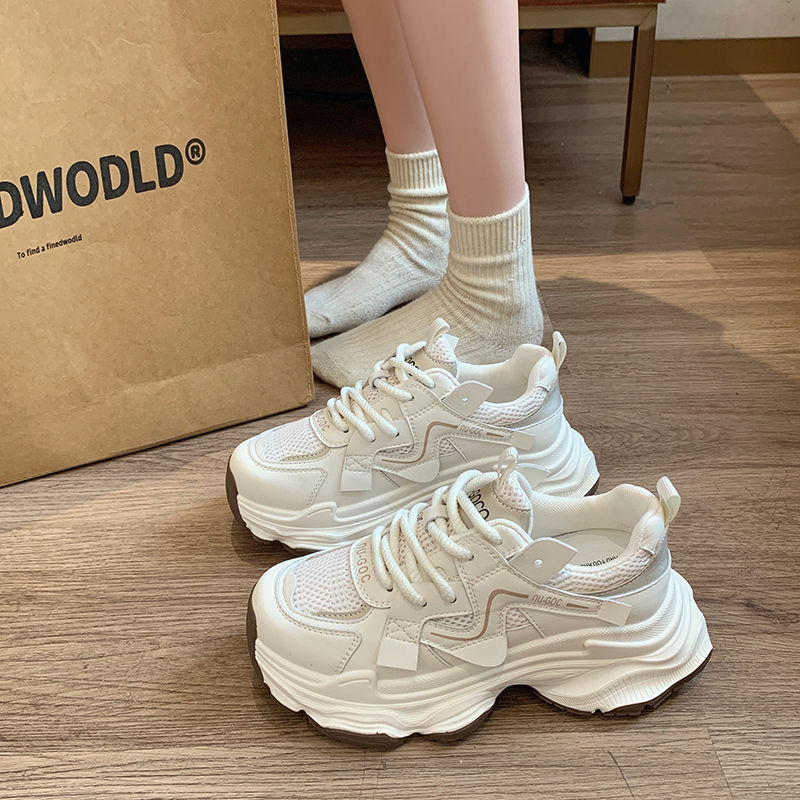 Fashionable autumn white sneakers platform
