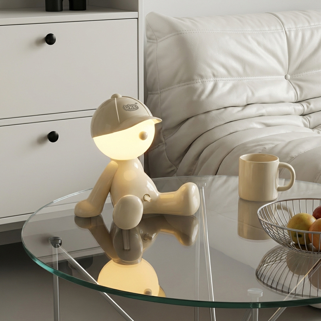 Lámpara de noche recargable con forma de sombrero, diseño de niño tímido sentado, para dormitorio, dormitorio universitario, lámpara de escritorio pequeña, regalo, adorno, luz nocturna divertida y peculiar
