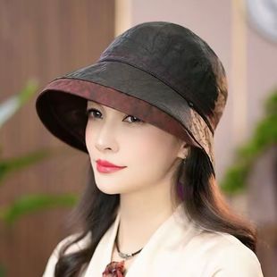New Xiangyunsha Spring and Summer Double-Sided Sun Protection Fisherman Hat Chinese Style Curled Sun Hat Hepburn Hat