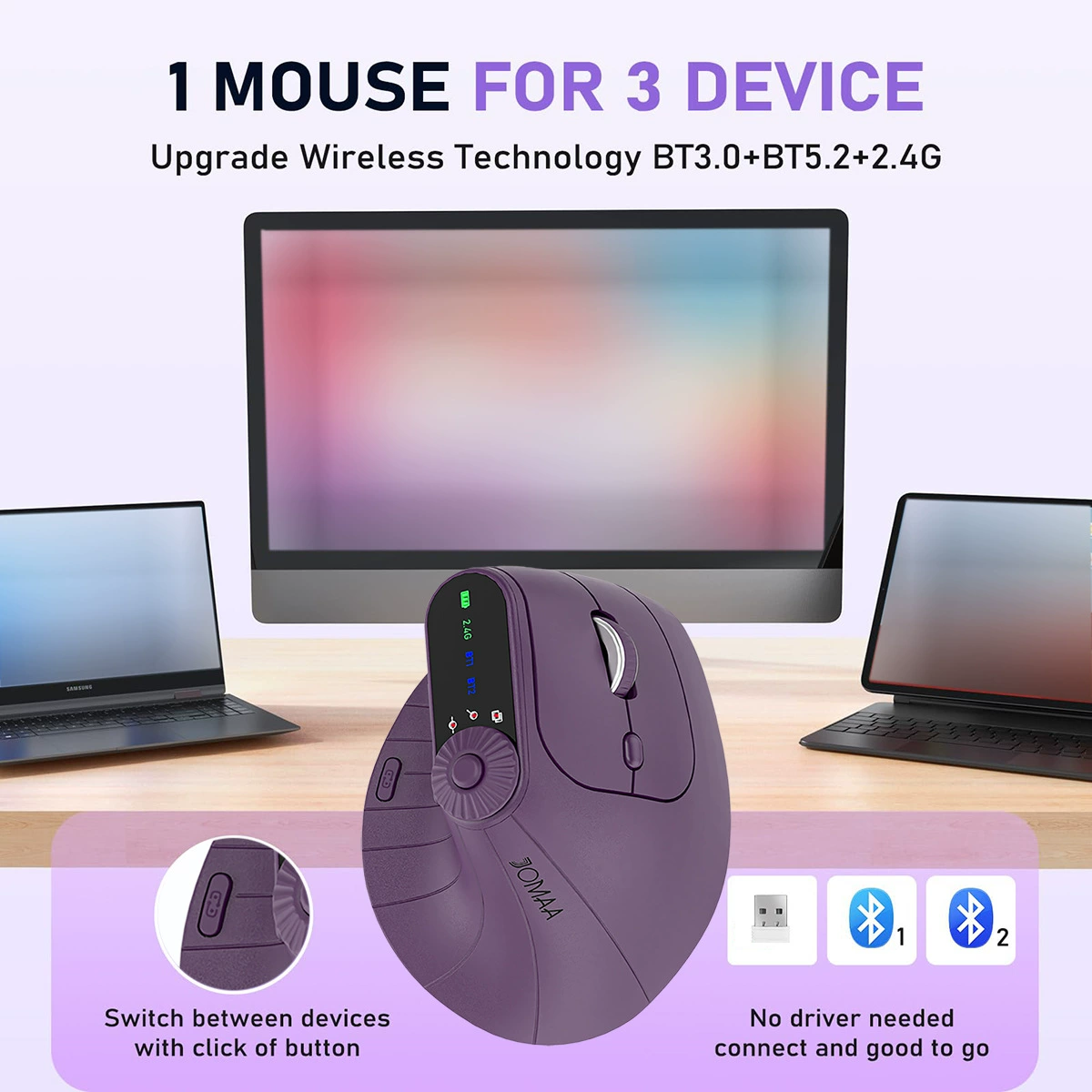 Compatible physiological mute wireless mouse charging, tablet laptop, bluetooth