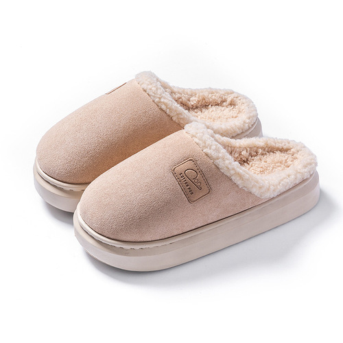 Winter plush cotton slippers for women's home, non-slip and velvet thick sole, keep warm and non-freezing feet, couples 'high-quality maternity cotton shoes
