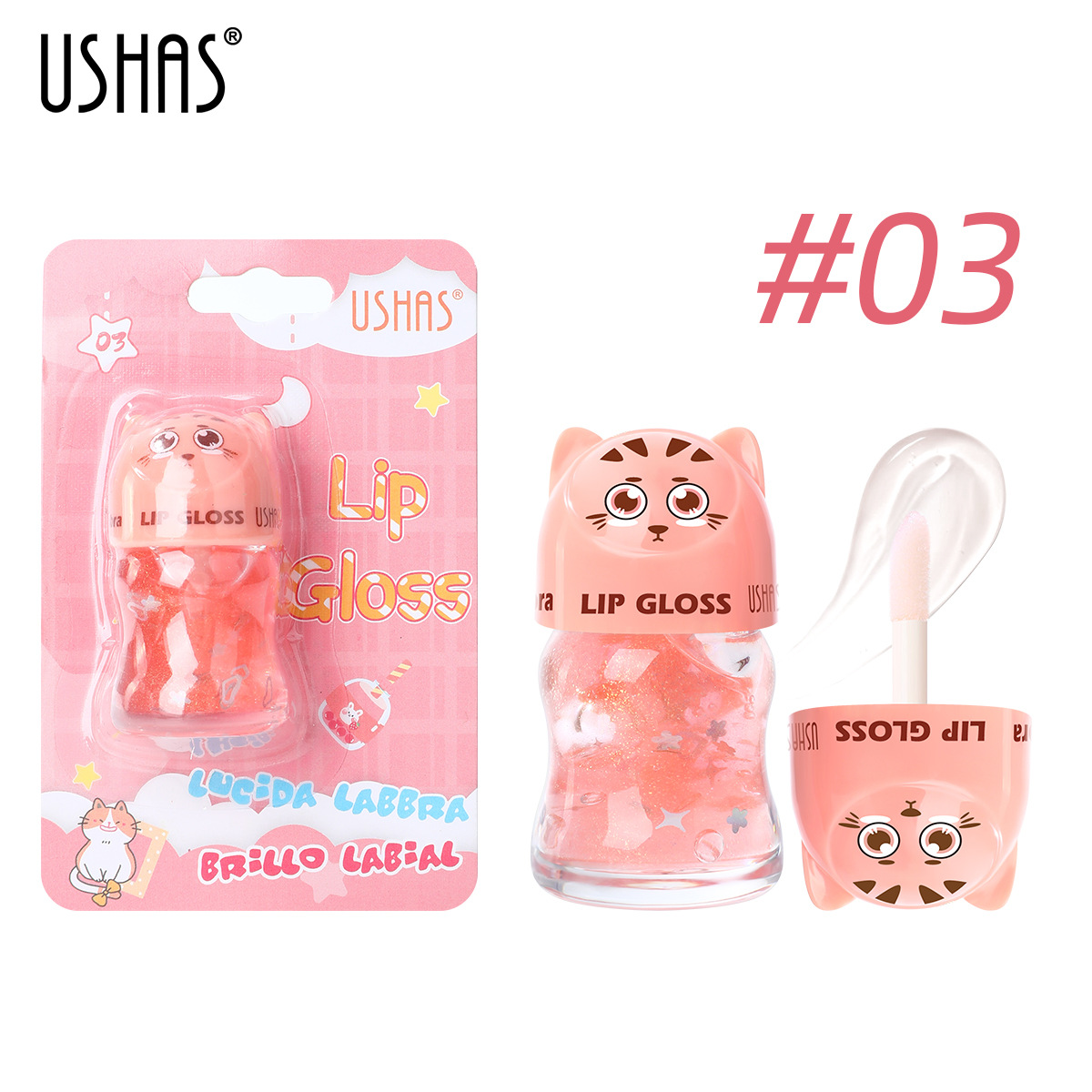 USHAS 3-Farben-Liquid-Gloss-Lang anhaltendes Lippenöl mit Box-Pack_voghion.com