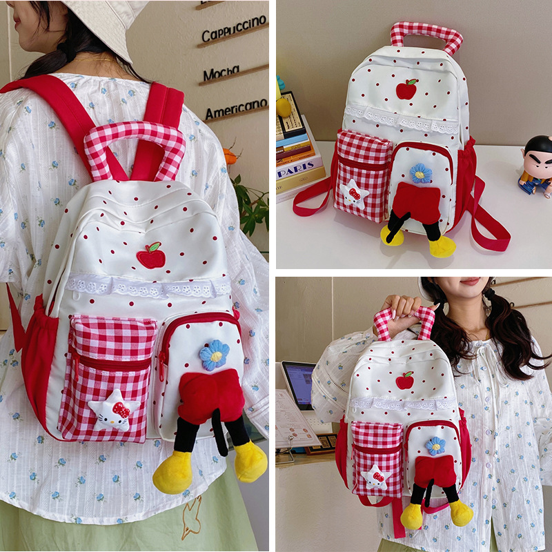 High-Looking Backpack for Junior High School Girls and High School Students Large-Capacity Cartoon School Bag Female Korean Style Ins Casual Backpack