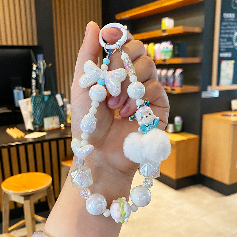 Cuentas Kulomi cadena de teléfono móvil llavero lindo bolso de niña colgante de bolso de corazón muñeca de dibujos animados colgante de llave de coche