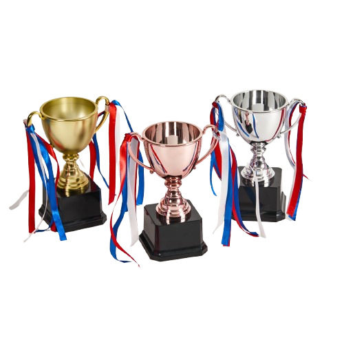 Department ribbon metal trophy basketball football match student match gold silver bronze trophy lettering printing gold