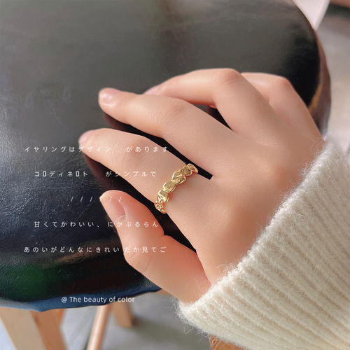 Japanese and Korean ins micro-encrusted zircon ring for women niche high-end index finger ring opening adjustable internet celebrity temperament ring