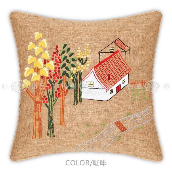 Fábrica al por mayor de color de impresión bordado de la cinta hecha a mano DIY paquete de material cojín funda de almohada flor frente mariposa volando doble platillo Flying dance