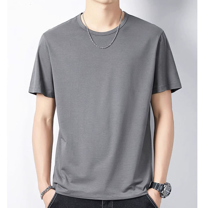 Camiseta modal para hombre, manga corta, cuello redondo, camisa suelta vieja, media manga delgada, camiseta de verano para hombre de talla grande