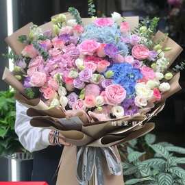 巨型绣球玫瑰花束鲜花同城速递全国配送女友生日礼物北京上海深圳