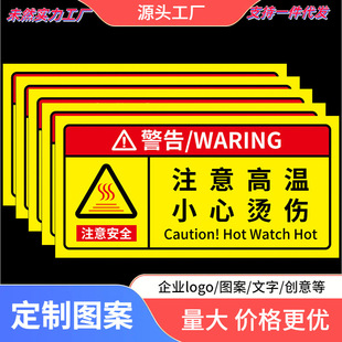 High temperature danger warning sign, pay attention to high temperature, be careful with scalding tips, be careful with scalding hands, be careful with scalding signs, drink