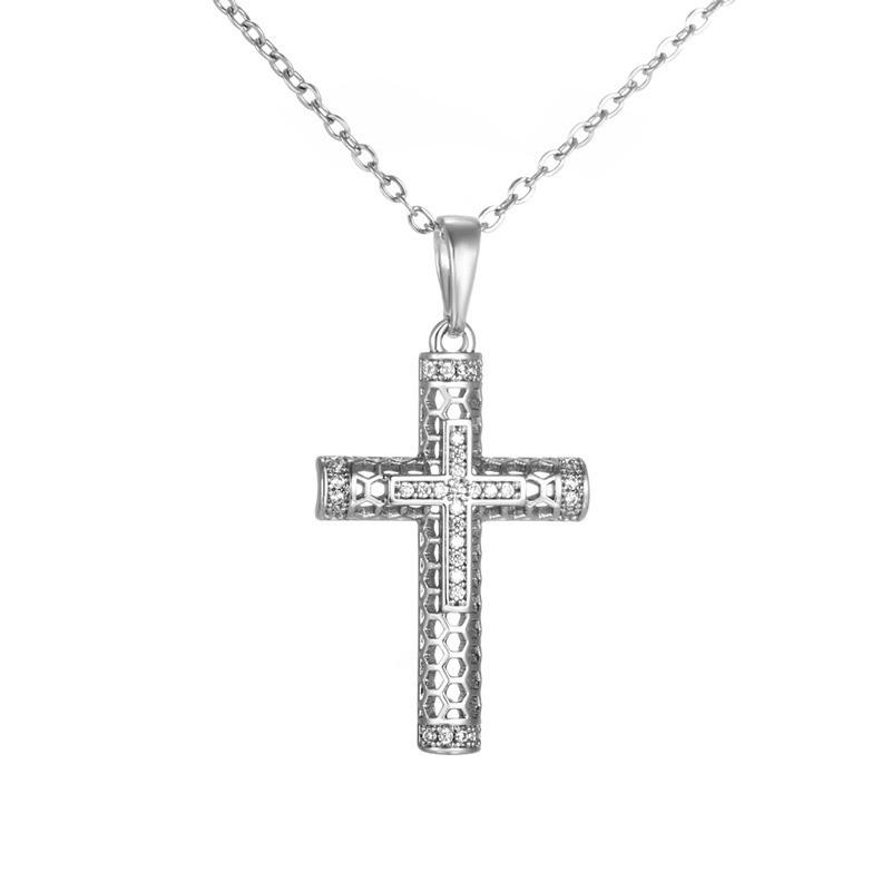 Xuping bronce dorado micro-cristalino piedra hueco colgante de cruz colgante nicho europeo y americano hip-hop personalidad colgante para hombres y mujeres