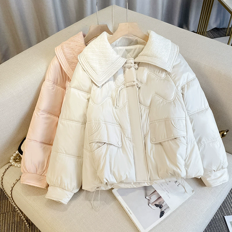 Пуховик короткий ретро с пухом, стиль Chanel, западный стиль, увеличенная толщина, для подростков