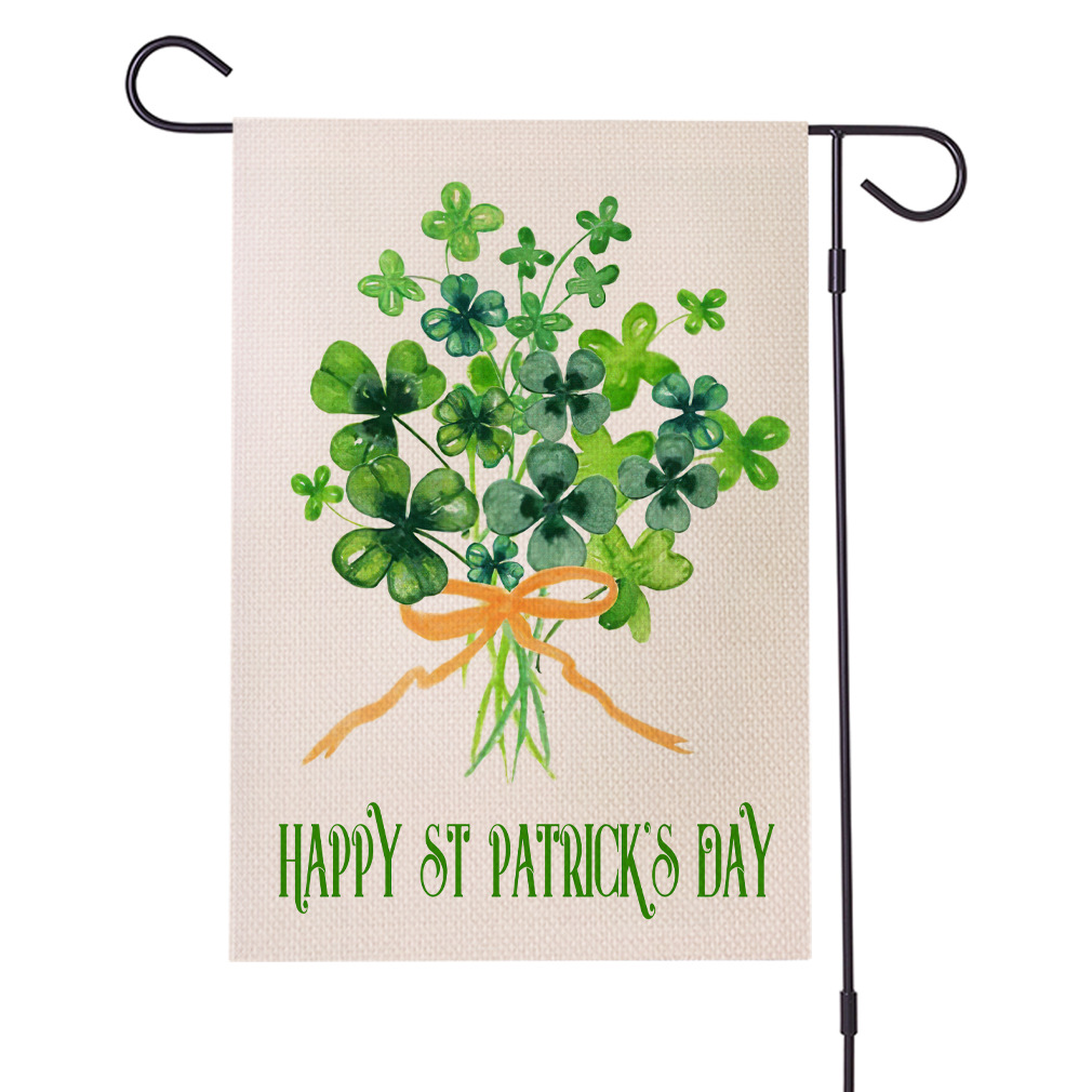 亚马逊圣帕特里克花园旗新款跨境旗帜庭院装饰吊旗防水亚麻旗子