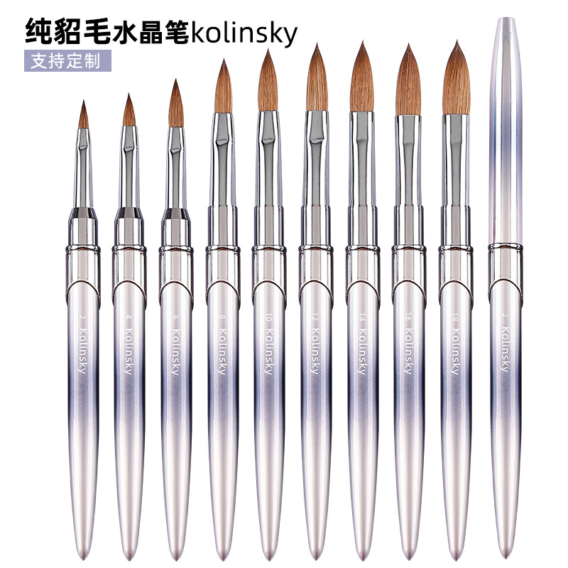 Nueva fábrica de uñas de visón de pelo pluma tallada cepillo Kolinsky cepillo de uñas de visón de pelo de uñas de cristal pluma