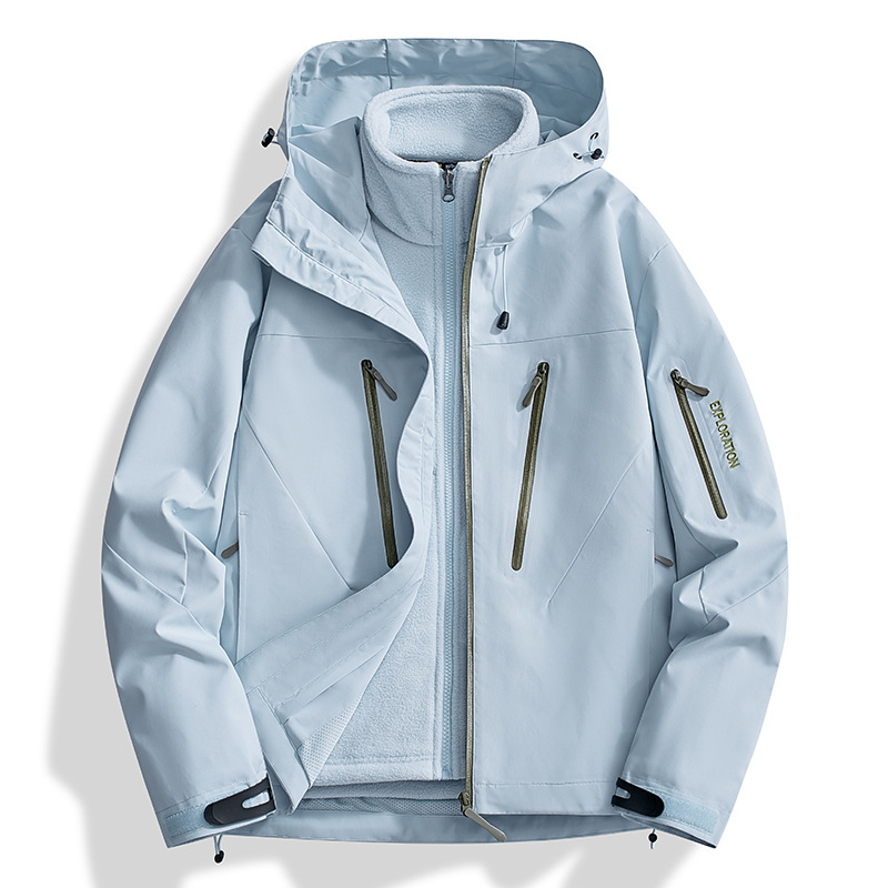 鳥家同型ジャケット、カスタムロゴ刺繍入り、3in1登山服、防風防水、裏起毛ジャケット、男女兼用|undefined