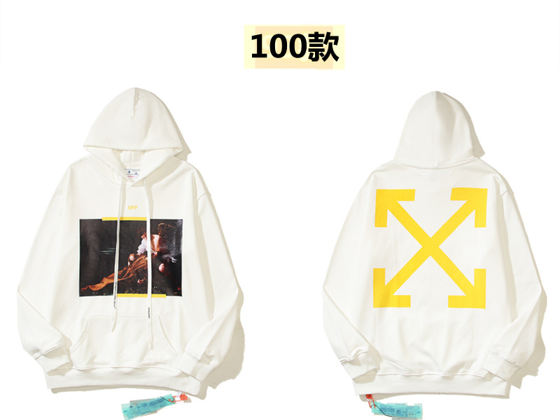 Marca de moda offwhite graffiti religioso pintura al óleo impresión de flecha hombre y mujer suelta OW pareja alta calle hoodie abrigo