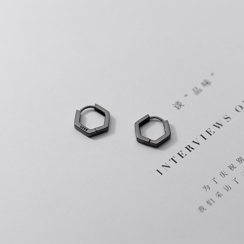 Eloch s925 plata hexagonal pendientes de orejas estilo coreano para mujeres geometría simple pendientes poligonales G9927