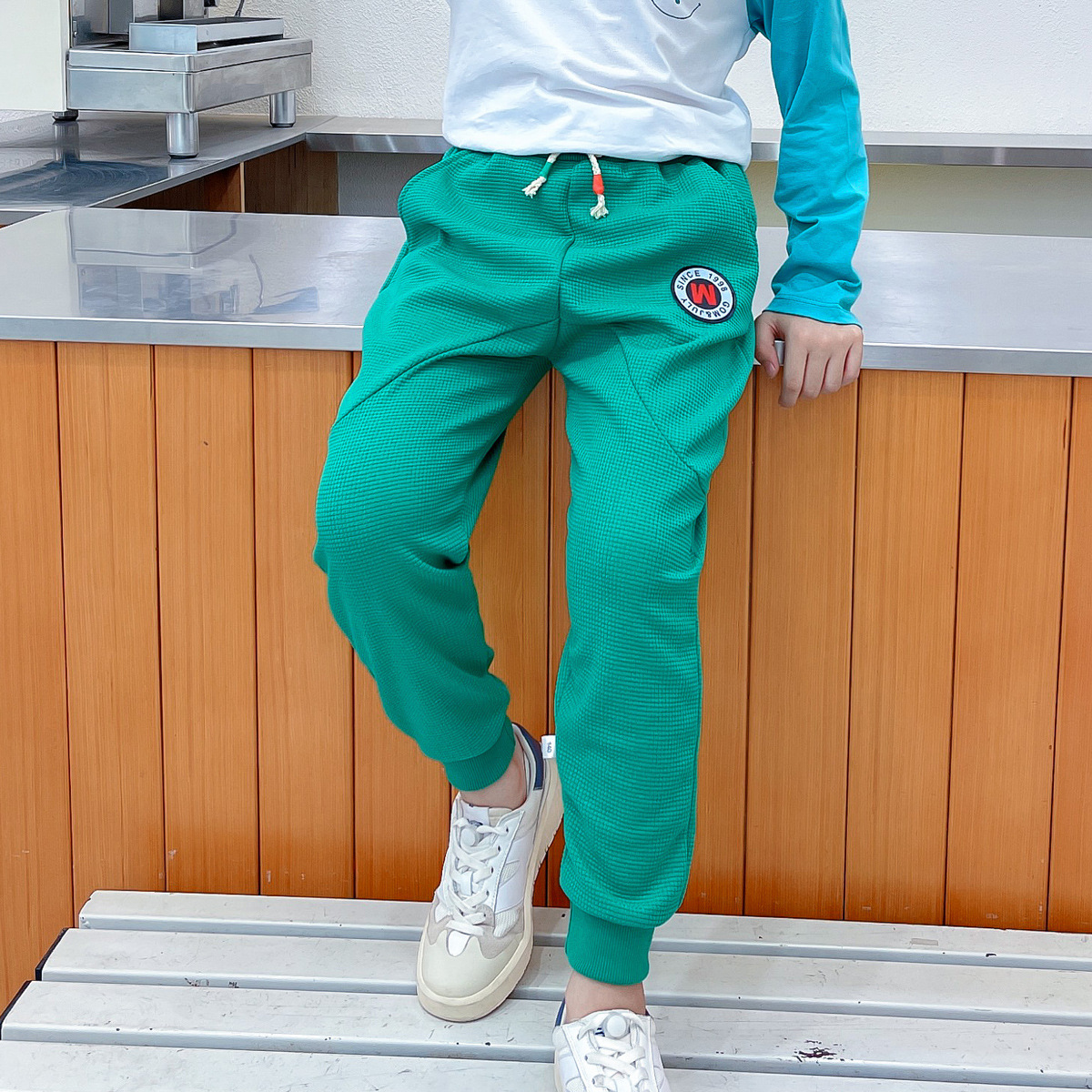 children trousers girl 2022 Spring and autumn season New products handsome sweatpants  baby leisure time Waffle Children's clothing trousers