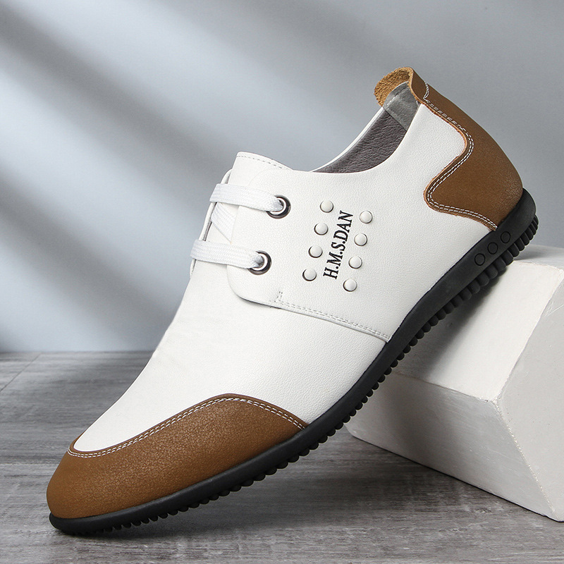 Leather Shoes Men's New Bean Shoes Korean Style Fashion Driv..