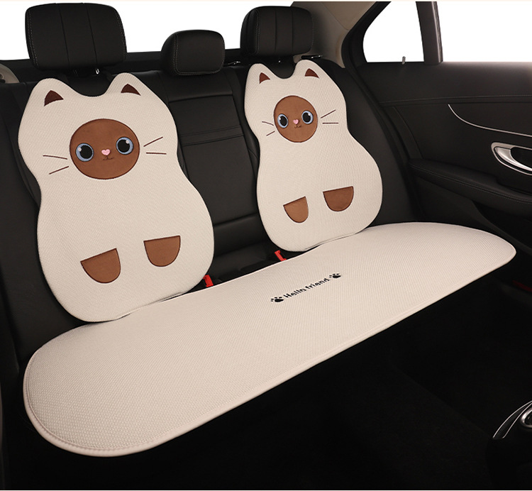 Car Seat Cushion, Universal for All Seasons, Linen Car Seat Cushion Cover, Full Cotton and Linen Breathable Female Car Cushion, Car Seat Cover Single Piece