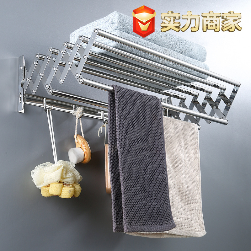 Rack de secado de balcón plegable retráctil de acero inoxidable rack de toallas de baño rack de toallas de baño rack de secado de pared doméstico