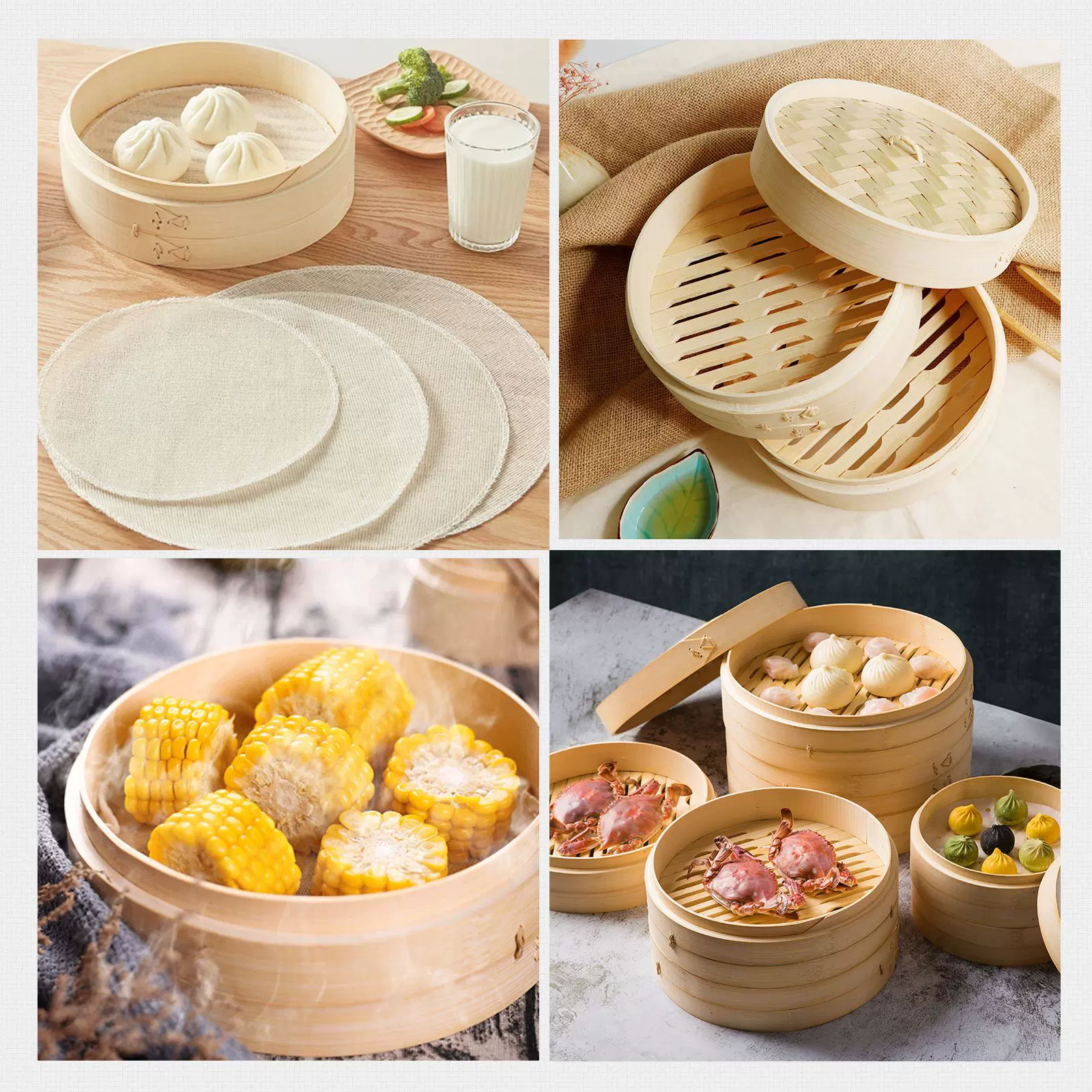 【厂家直销】商用蒸笼小笼包楠竹毛竹制蒸笼圆形吸塑封竹笼屉格