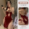 Red cheongsam, trousers