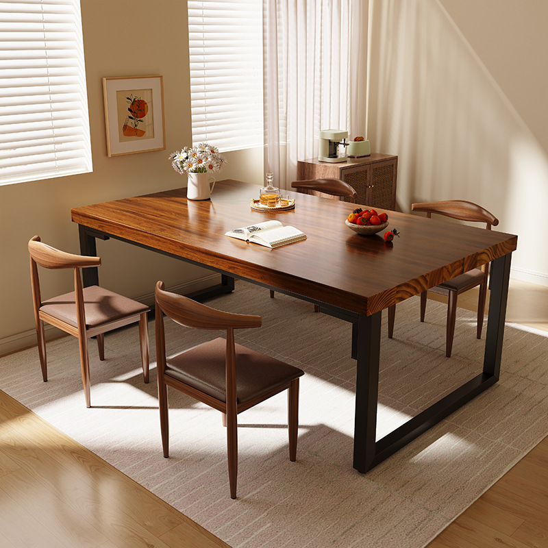 Mesa de comedor nórdica, apartamento pequeño para el hogar, lujoso ligero, simple, moderno, rectangular, mesa de comedor, combinación de mesa y silla de sala