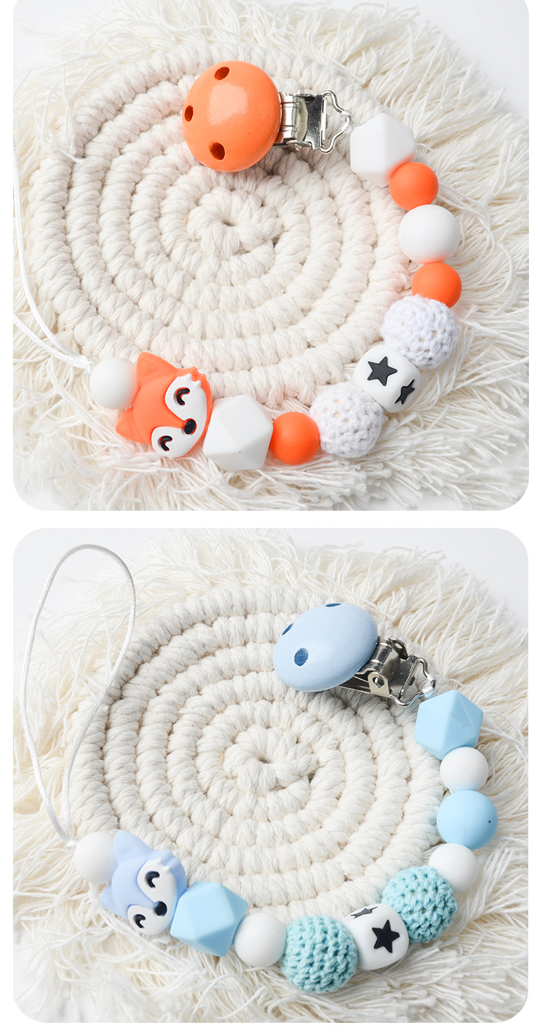 25g Weight pacifier chain Kitchen and drinking utensils 1 Piece Quantity Daily Occasion Fashion Star Fox Baby Accessories