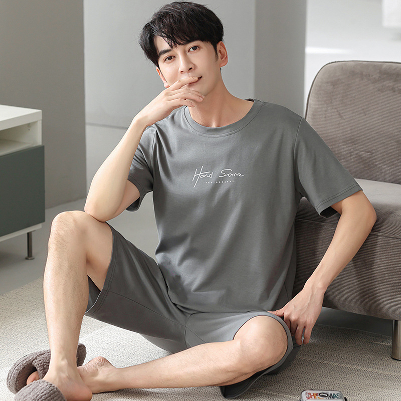 Pijamas modales de verano para hombres nuevos pantalones cortos de manga corta traje de suéter de los hombres delgados más tamaño verano homewear