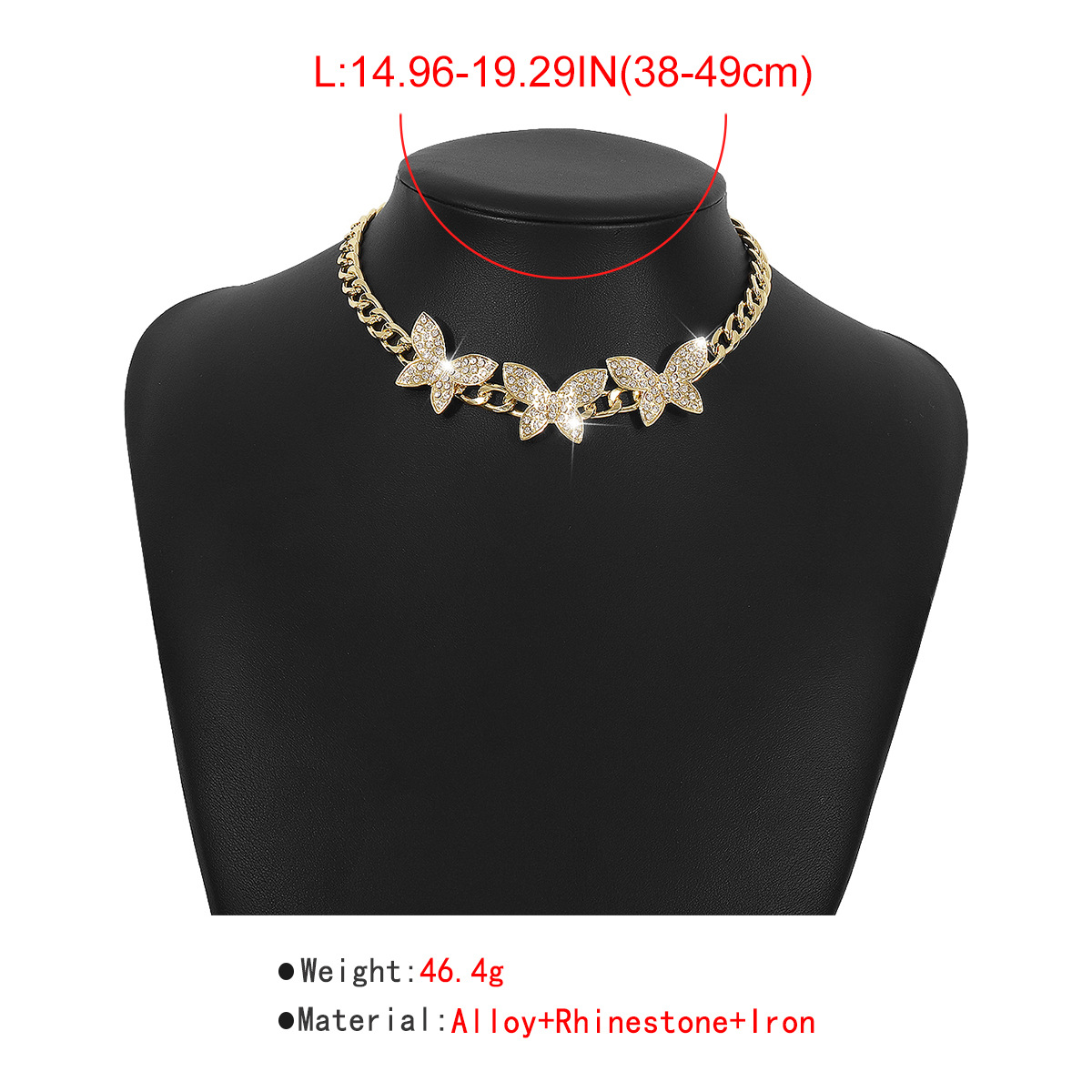 Femmes Mode Géométrique Papillon Alliage Strass Collier Géométrie Strass Artificiels Ras Du Cou display picture 3