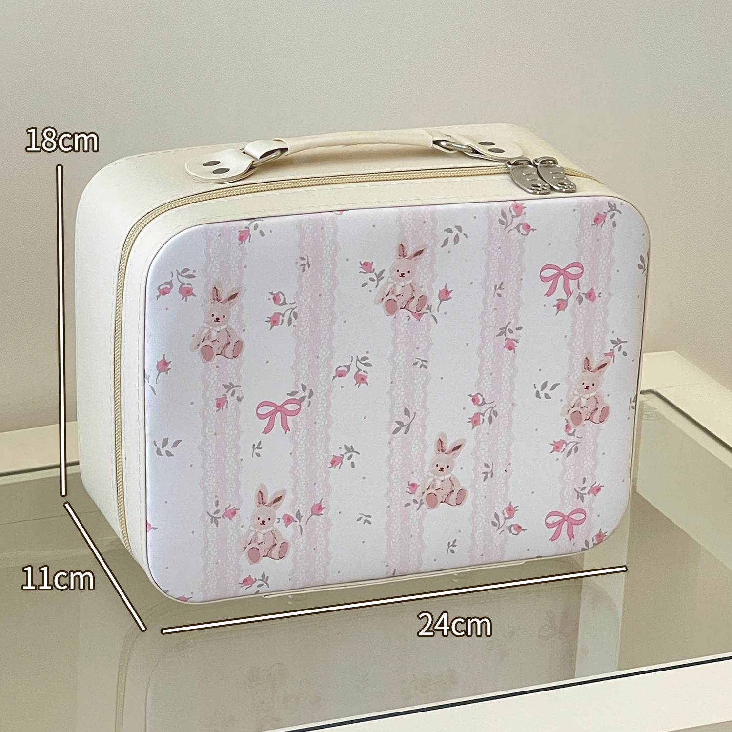 2025 nuevo espejo bolsas de maquillaje portátiles lindas maquillaje caja de gran capacidad portátil de alto valor facial almacenamiento de viaje impermeable