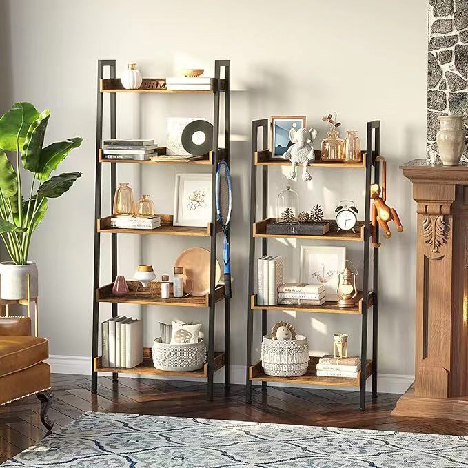CF Simple Iron Display Storage Terrace Rack Storage Shelf Floor Bookshelf Living Room Bedroom Storage 5-Layer