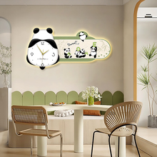 M3NO熊猫钟表挂钟客厅挂画餐厅装饰画表挂墙静音时钟壁画家用摇摆
