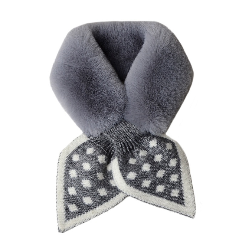Otoño e Invierno nuevo todo-fósforo de la bufanda de felpa de punto Polka Dot bufanda de las mujeres de lana-como la felpa pequeña bufanda de moda bufanda caliente