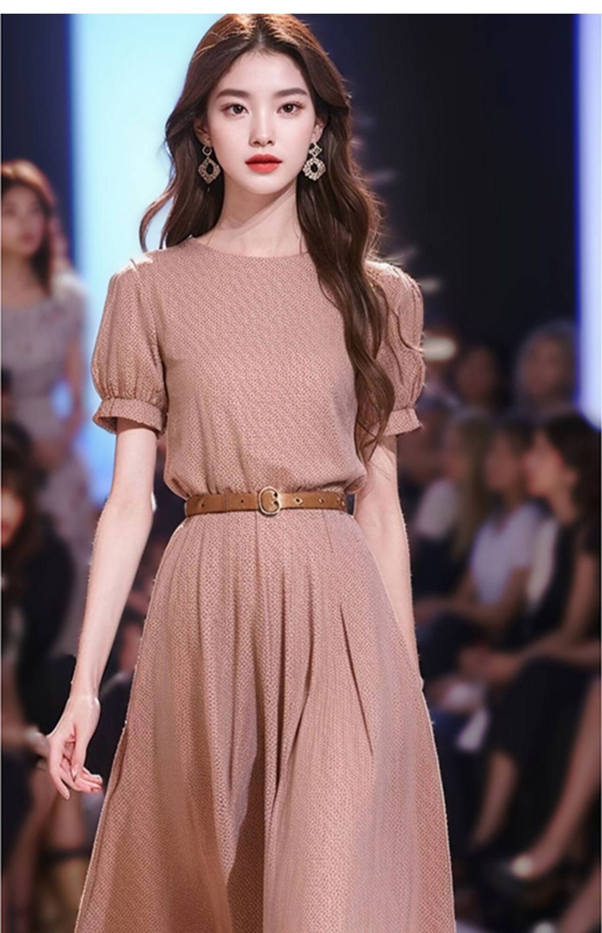 Đầm maxi nữ thắt eo cotton linen phong cách Pháp tôn dáng quả lê — Váy dán đậu chi tiết 5