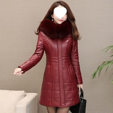 真皮羽绒服女中长款修身大码中年妈妈装冬季加厚新款海宁皮衣批发