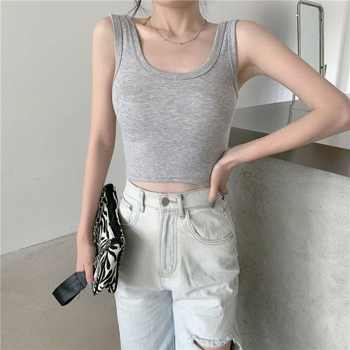 One-piece hair strap breast pad camisole women's short sleeveless inner and outer wear niche design bottoming top for women