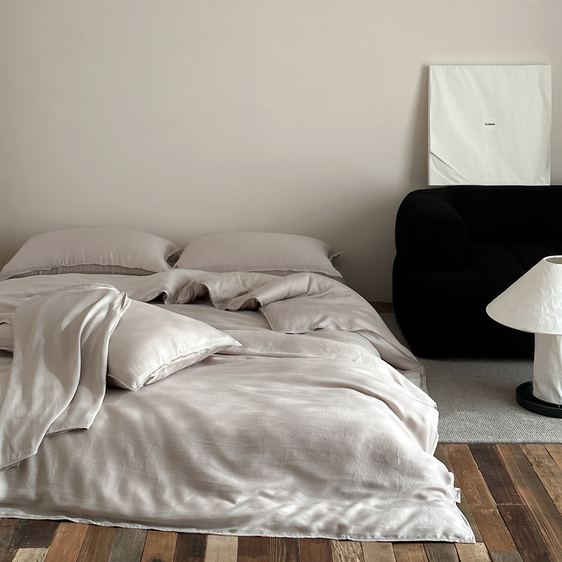 Original Aesthetic Home Lazy Sand-Washed Jacquard Tencel Four-Piece Set 100S Lyocell Fiber Bedding Cross-Border