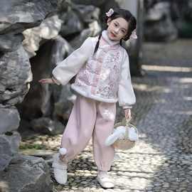 女童汉服秋冬季2025新款儿童过年服新中式加厚套装国风拜年服唐装