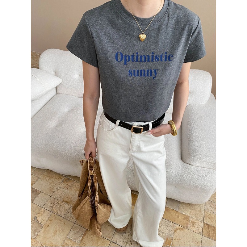 Sinan Casual Blogger Style Simple Versatile Letter Print Round Neck Slimming Casual Short-Sleeve T-Shirt Sn8169