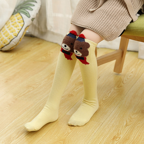 Children's knee-high socks, pure cotton ankle socks for girls and boys, seasonal socks with 3D cartoon designs