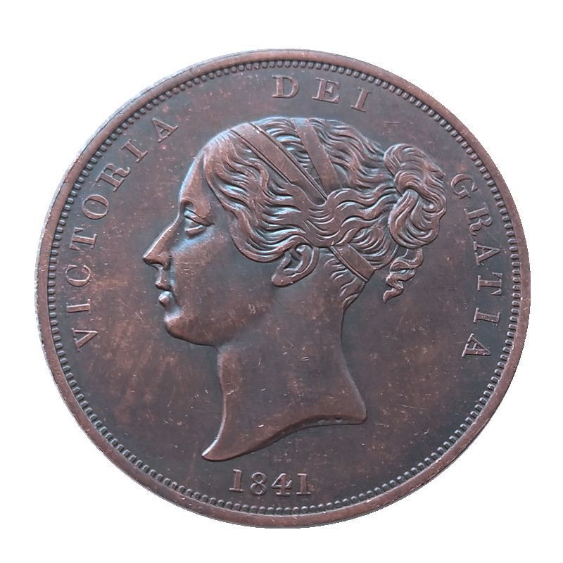 Antique crafts British Victoria 1 penny 1841-1860 purple copper material commemorative coin 34mmUF42 Antique crafts British Victoria 1 penny 1841-1860 purple copper material commemorative coin 34mmUF42