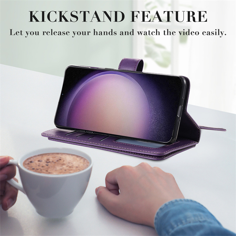 Suitable for Caterpillar Cat S62 Pro phone flip cover solid color 10 card slot holder leather case_voghion.com