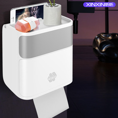 Bathroom tissue box toilet paper storage rack toilet wall hanging creative punch-free waterproof toilet paper paper roll box