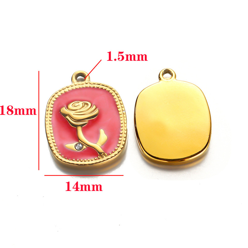 ステンレス鋼ローズペンダント長方形ペンダントダイヤモンド IY ジュエリーマッチングアクセサリーペンダントブレスレットネックレスペンダント|undefined