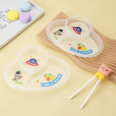 幼儿园宝宝吃饭塑料餐盘 防油易洗汤饭分格盘 一体式婴儿辅食碗