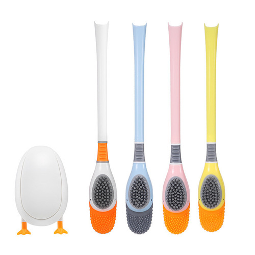 The same type of diving duck toilet brush with no dead ends, long handle, soft bristle toilet brush, wall-mounted floor-standing cleaning brush for the bathroom