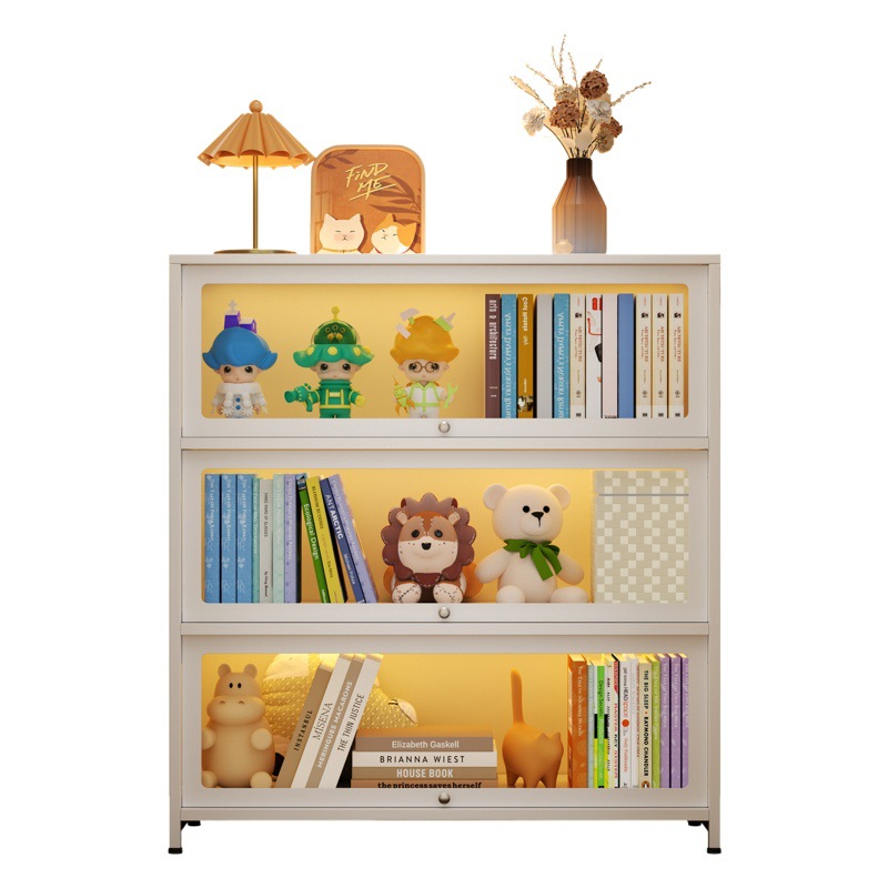 Hogar de acero estantería con puerta vidrio Los niños polvo hierro locker estante piso image 1