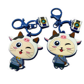 可爱猫咪公仔立体钥匙扣家用钥匙挂扣钥匙环PVC公仔吊坠包包挂饰